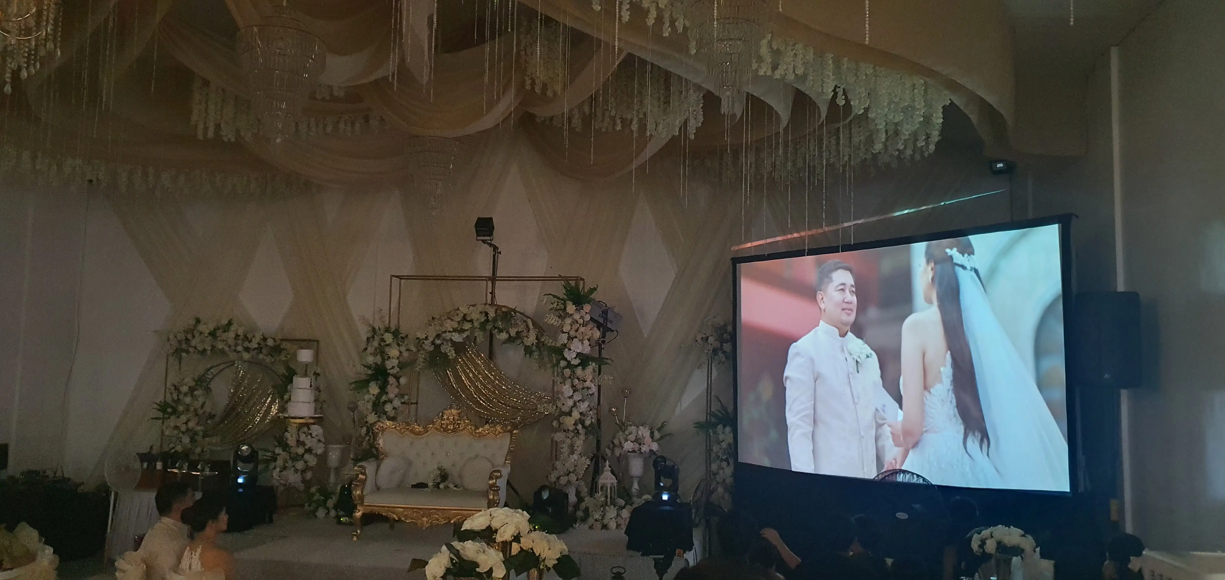 Reception stage screen placement